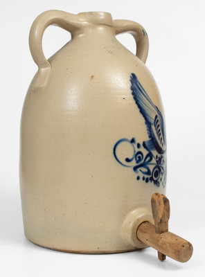 Outstanding 6 Gal. NEW YORK / STONEWARE CO. Jug Cooler w/ Bold Pecking Chicken Decoration