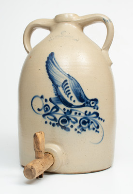 Outstanding 6 Gal. NEW YORK / STONEWARE CO. Jug Cooler w/ Bold Pecking Chicken Decoration