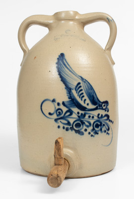 Outstanding 6 Gal. NEW YORK / STONEWARE CO. Jug Cooler w/ Bold Pecking Chicken Decoration