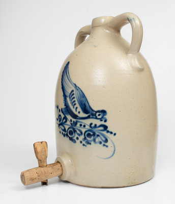 Outstanding 6 Gal. NEW YORK / STONEWARE CO. Jug Cooler w/ Bold Pecking Chicken Decoration