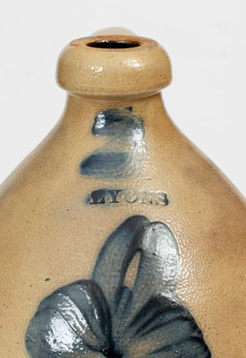 2 Gal. LYONS, New York Stoneware Jug with Floral Decoration