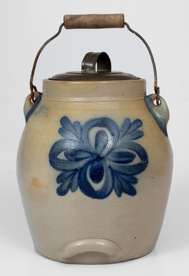 Rare COWDEN & WILCOX / HARRISBURG, PA Stoneware Batter Pail w/ Unusual Pinwheel Decoration