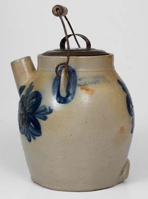 Rare COWDEN & WILCOX / HARRISBURG, PA Stoneware Batter Pail w/ Unusual Pinwheel Decoration