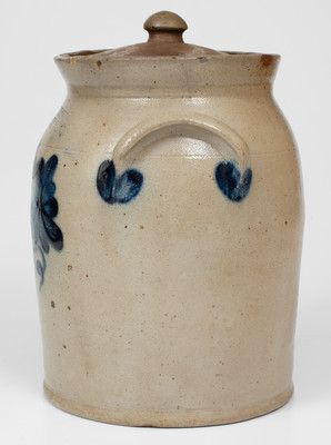 Unusual 1 Gal. COWDEN & WILCOX / HARRISBURG, PA Stoneware Lidded Jar w/ Grapes Decoration