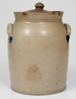 Unusual 1 Gal. COWDEN & WILCOX / HARRISBURG, PA Stoneware Lidded Jar w/ Grapes Decoration