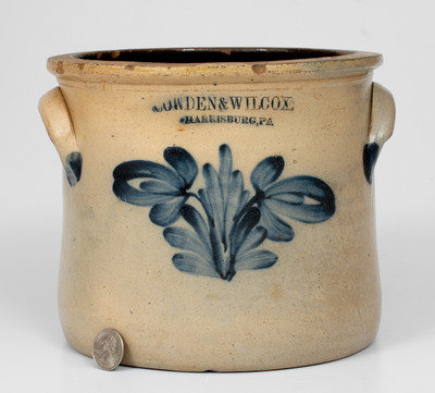 1 Gal. COWDEN & WILCOX / HARRISBURG, PA Stoneware Crock w/ Floral Decoration