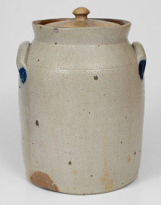 2 Gal. COWDEN & WILCOX / HARRISBURG, PA Stoneware Lidded Jar w/ Floral Decoration