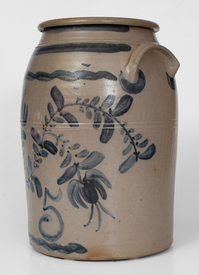 5 Gal. Western PA Stoneware Jar w/ Elaborate Floral Decoration
