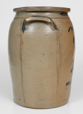 Four-Gallon Western PA Stoneware Jar w/ Cobalt Floral Decoration