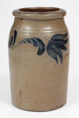 One-Gallon Western PA Stoneware Jar w/ Fine Floral Decoration