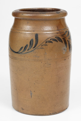 One-Gallon Western PA Stoneware Jar w/ Fine Floral Decoration