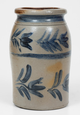 Outstanding Small-Sized attrib. Henry Atchison (New Geneva, PA) Stoneware Jar w/ Elaborate Decoration