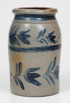 Outstanding Small-Sized attrib. Henry Atchison (New Geneva, PA) Stoneware Jar w/ Elaborate Decoration