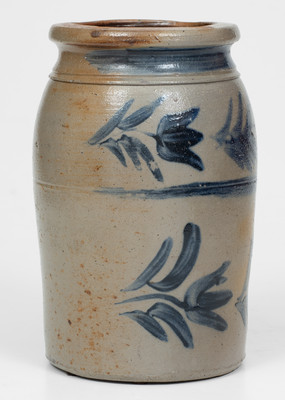 Outstanding Small-Sized attrib. Henry Atchison (New Geneva, PA) Stoneware Jar w/ Elaborate Decoration