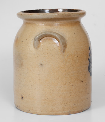 1 Gal. New England Stoneware Jar with Slip-Trailed Floral Decoration