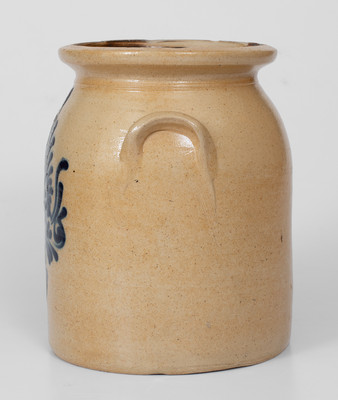 1 Gal. New England Stoneware Jar with Slip-Trailed Floral Decoration