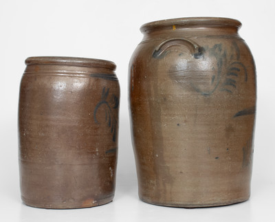 Lot of Two: Morgantown, WV Stoneware Jars w/ Foliate Decoration, David Greenland Thompson