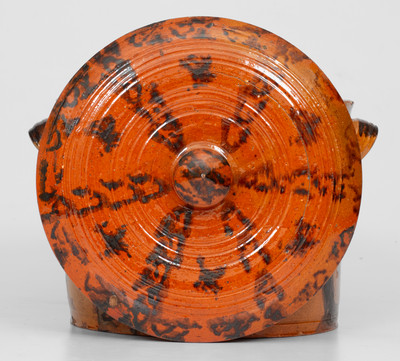 Outstanding Mid-Atlantic Redware Lidded Jar with Manganese Initials