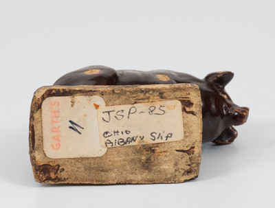 Brown-Glazed Midwestern Small-Sized Stoneware Pig, circa 1885