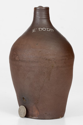 Rare E. DODD Stoneware Jug, for Hartford, CT Merchant Elisha Dodd, circa 1821