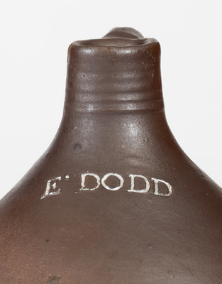 Rare E. DODD Stoneware Jug, for Hartford, CT Merchant Elisha Dodd, circa 1821