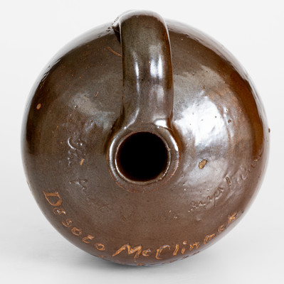 Extremely Rare Mt. Sterling, Illinois Stoneware Jug by a Female Potter for Her Friend, 1879