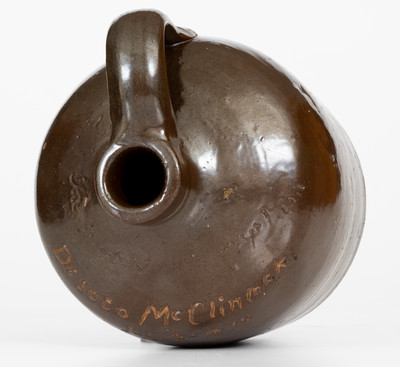 Extremely Rare Mt. Sterling, Illinois Stoneware Jug by a Female Potter for Her Friend, 1879