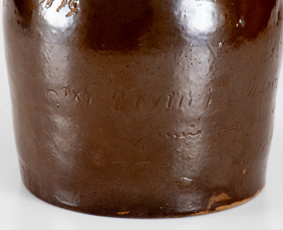 Extremely Rare Mt. Sterling, Illinois Stoneware Jug by a Female Potter for Her Friend, 1879