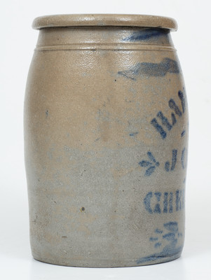 HAMILTON & JONES / GREENSBORO, PA Stoneware Jar w/ Large Name Stencil