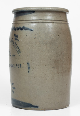 2 Gal. HAMILTON & JONES / GREENSBORO, PA Stoneware Jar w/ Rising Sun Stencil