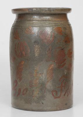 G. N. Fulton, Alleghany County, VA Stoneware Jar w/ Elaborate Manganese Decoration