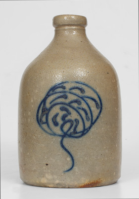 1/2 Gal. NY State Stoneware Jug w/ Slip-Trailed Decoration, circa 1870