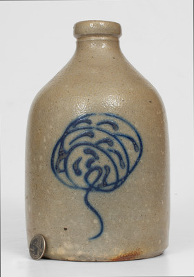1/2 Gal. NY State Stoneware Jug w/ Slip-Trailed Decoration, circa 1870