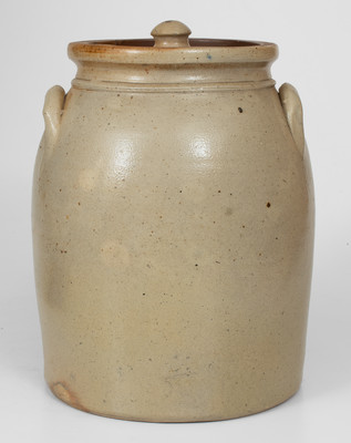 2 Gal. N. CLARK JR. / ATHENS, NY Stoneware Lidded Jar w/ Bird Decoration