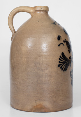 Fine W. H. FARRAR & CO / GEDDES, NY Stoneware Jug w/ Elaborate Floral Decoration