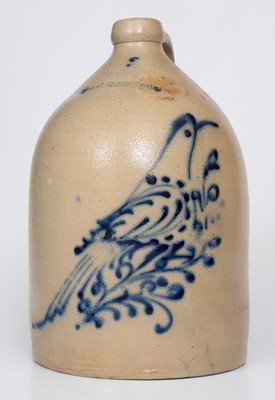 3 Gal. N. A. WHITE & CO. / BINGHAMTON, NY Stoneware Jug w/ Slip-Trailed Bird Decoration