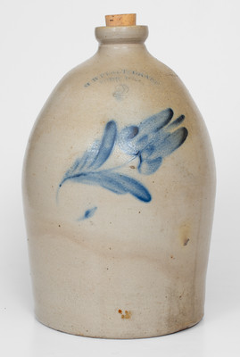2 Gal. H. B. PFALTZGRAFF / YORK, PA Stoneware Jug w/ Floral Decoration, c1870-1889
