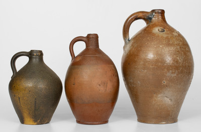 Lot of Three: American Stoneware Jugs incl. Iron Oxide Dipped Example attrib. Boston