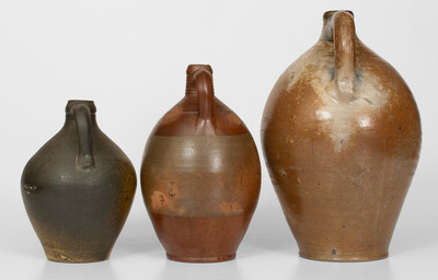 Lot of Three: American Stoneware Jugs incl. Iron Oxide Dipped Example attrib. Boston