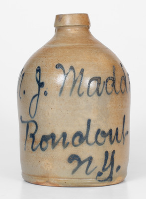 Half-Gallon Rondout, New York Script Stoneware Advertising Jug