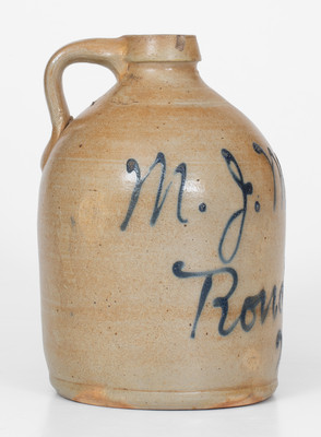 Half-Gallon Rondout, New York Script Stoneware Advertising Jug