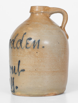 Half-Gallon Rondout, New York Script Stoneware Advertising Jug