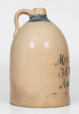 3 Gal. Stoneware Jug w/ Unusual Stenciled New York City Advertising