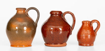 Lot of Three: Miniature Glazed Redware Jugs