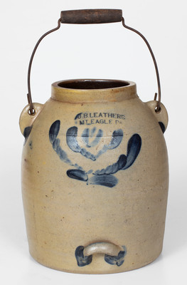 Extremely Rare J.B. Leathers / Mt. Eagle, PA Stoneware Batter Pail