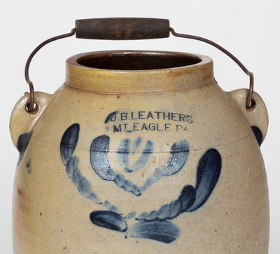 Extremely Rare J.B. Leathers / Mt. Eagle, PA Stoneware Batter Pail