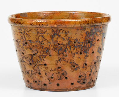 Pennsylvania Redware Colander with Sponged Manganese Decoration