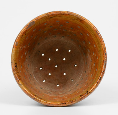 Pennsylvania Redware Colander with Sponged Manganese Decoration