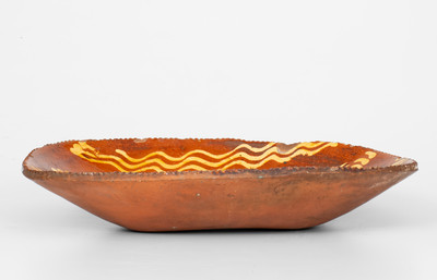 Redware Loaf Dish with Profuse Yellow Slip Decoration
