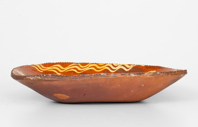 Redware Loaf Dish with Profuse Yellow Slip Decoration